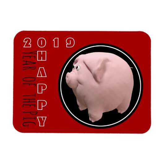 Happy PIg 2019 3D Kies Kleur P Magnet 1 Magneet (Horizontaal)