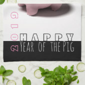 Happy PIg 2019 leuke 3D keukenhanddoek (Gevouwen)