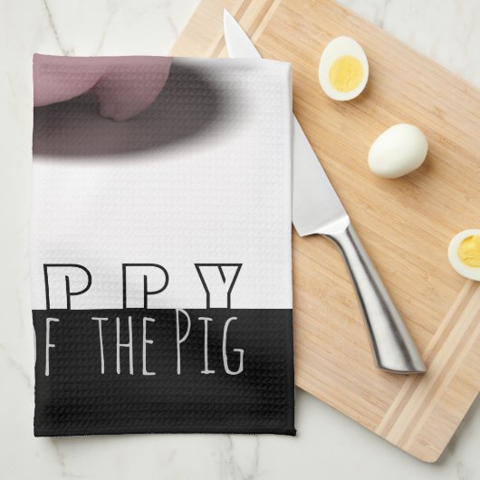 Happy PIg 2019 leuke 3D keukenhanddoek (Quarter Fold)