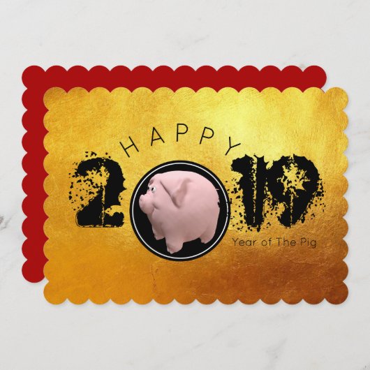 Happy PIg 2019 Original 3D Flat Kaart 1 (Voorkant / Achterkant)