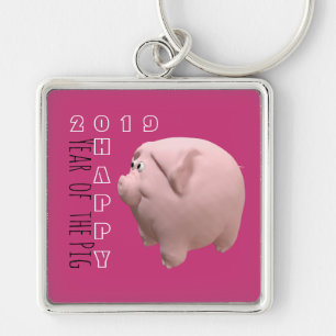 Happy PIg aangepast jaar 3D Kies Kleur Sleutelhang Sleutelhanger