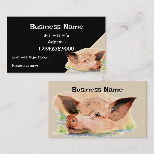 Happy Pig Boerderij Animal Business Visitekaartje (Voorkant / Achterkant)