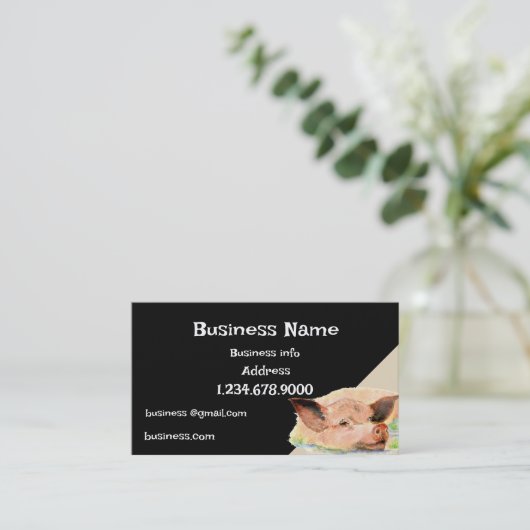 Happy Pig Boerderij Animal Business Visitekaartje (Staand voorkant)