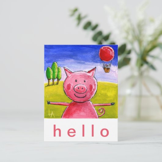 Happy Pig Briefkaart (Staand voorkant)