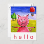 Happy Pig Briefkaart (Voorkant / Achterkant)