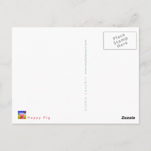 Happy Pig Briefkaart (Achterkant)