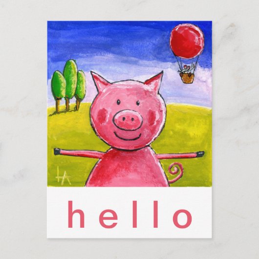 Happy Pig Briefkaart (Voorkant)