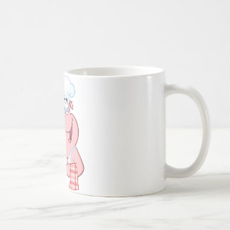 Happy Pig Chef Holding een laatste teken Koffiemok