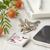 Happy pig Chef met sausvork Sleutelhanger (Zijkant)