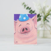 Happy Pig Dearing Een Party Pet Illustration Briefkaart (Staand voorkant)
