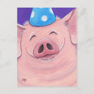 Happy Pig die een illustratie van het Pet van de P Briefkaart