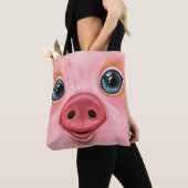 Happy Pig Funny Canvas tas (Dichtbij)
