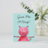 Happy Pig - Geef me een knuffel Briefkaart (Staand voorkant)