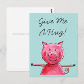 Happy Pig - Geef me een knuffel Briefkaart (Voorkant / Achterkant)