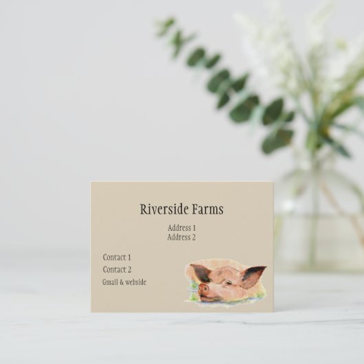 Happy Pig in Mud Boerderij Animal Business Visitekaartje (Staand voorkant)