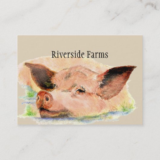 Happy Pig in Mud Boerderij Animal Business Visitekaartje (Achterkant)