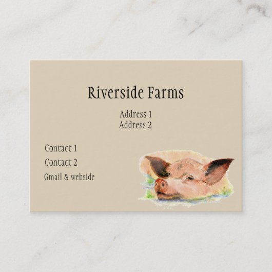 Happy Pig in Mud Boerderij Animal Business Visitekaartje (Voorkant)