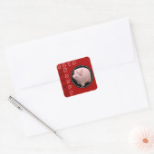 Happy PIg Jaar 2019 3D Kies Kleur 1 Square Stick Vierkante Sticker (Envelop)
