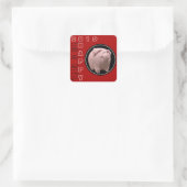 Happy PIg Jaar 2019 3D Kies Kleur 2 Square Stick Vierkante Sticker (Tas)