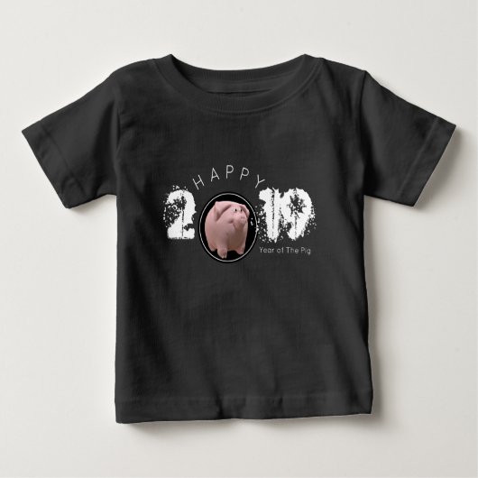 Happy PIg Jaar 2019 Origineel 3D Baby T-shirt (Voorkant)