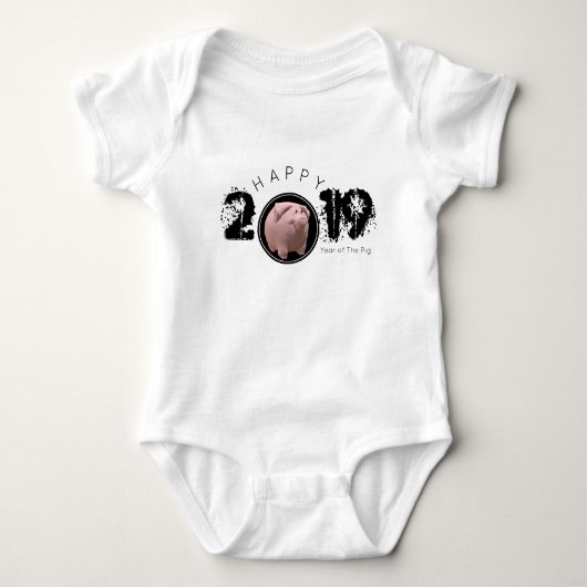 Happy PIg Jaar 2019 Originele 3D Baby-badpak Romper (Voorkant)