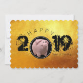 Happy PIg Jaar 2019 Originele 3D Flat Kaart (Voorkant)