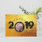 Happy PIg Jaar 2019 Originele 3D Flat Kaart (Staand voorkant)