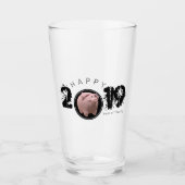 Happy PIg jaar groot 2019 origineel 3D Drink G 2 Glas (Voorkant)