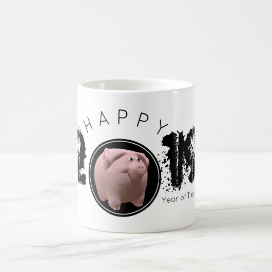 Happy PIg jaar groot 2019 originele 3D-Mok 2 Koffiemok (Center)