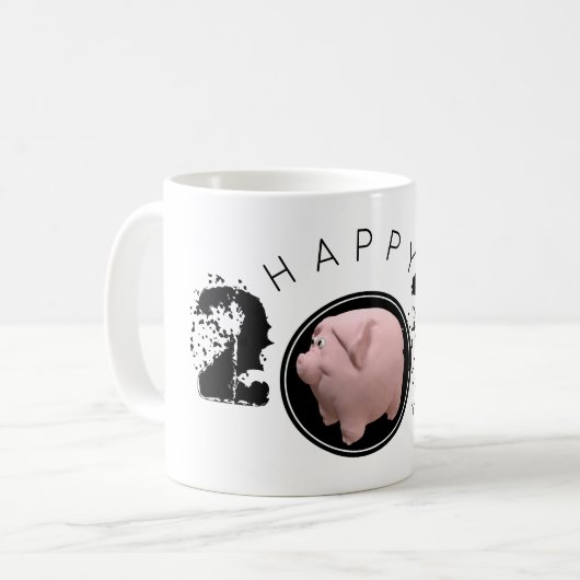 Happy PIg jaar grote 2019 originele 3D-Mok Koffiemok (Voorkant links)