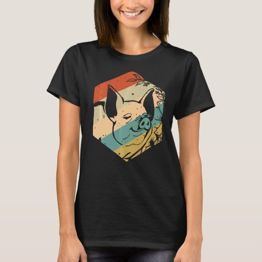 Happy Pig met Flowers Farmer T-shirt (Voorkant)