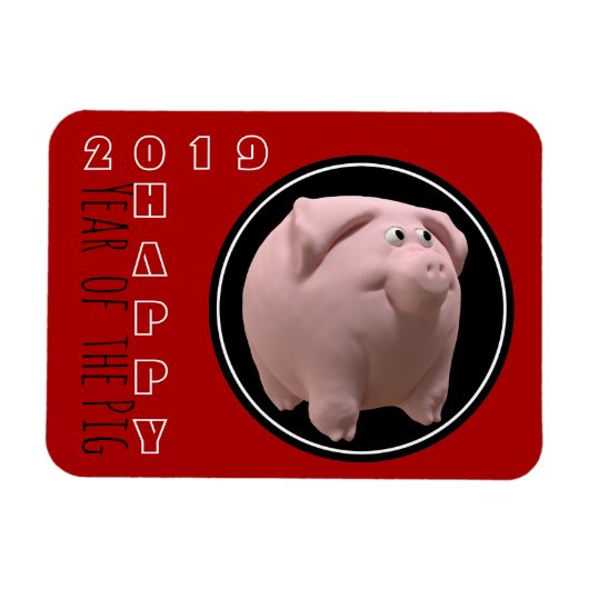 Happy PIg Nieuw aangepast jaar 3D Kies Kleur PhM2 Magneet (Horizontaal)