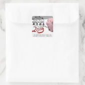 Happy PIg Nieuwjaar 2019 gepersonaliseerd Square S Vierkante Sticker (Tas)