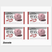 Happy PIg Nieuwjaar 2019 gepersonaliseerde R-Stick Rechthoekige Sticker (Vel)