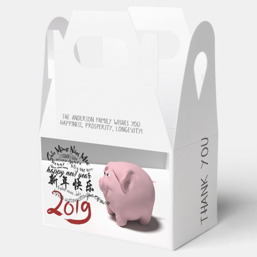 Happy PIg Nieuwjaar 2019 op maat gesneden Vak 2 Bedankdoosjes (Geopend)