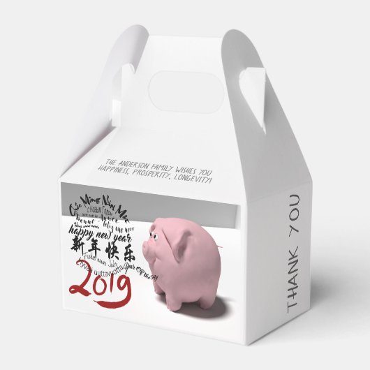 Happy PIg Nieuwjaar 2019 op maat gesneden Vak 2 Bedankdoosjes (Voorkant Zijde)