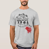 Happy PIg Nieuwjaar 2019 Red Papercut Man T-shirt (Voorkant)