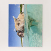 Happy Pig op de Beach Jigzaag Puzzle Legpuzzel (Verticaal)