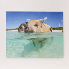 Happy Pig op de Beach Jigzaag Puzzle Legpuzzel