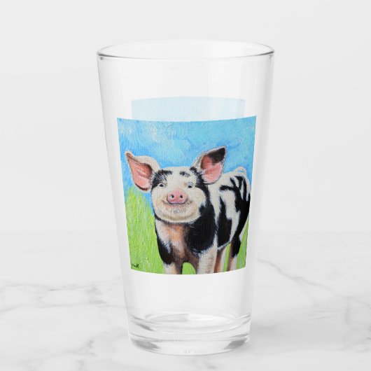 Happy Pig Painting Glas (Voorkant)