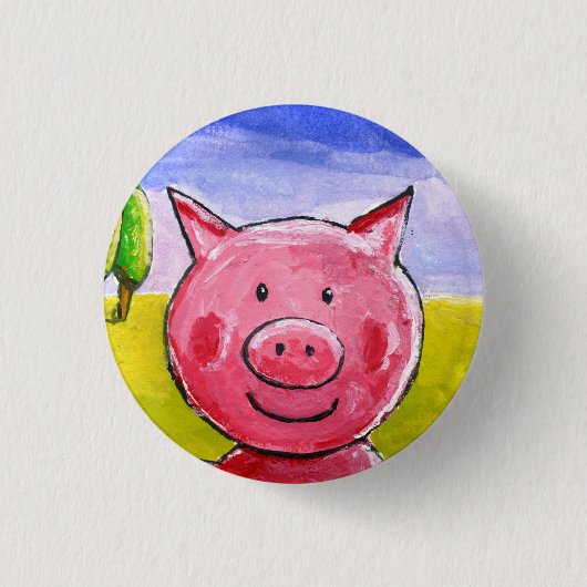 Happy Pig Ronde Button 3,2 Cm (Voorkant)