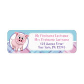 Happy Pig Roze Blauw Paarse Geposte Adresetiketten Etiket (Voorkant)
