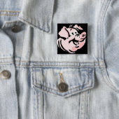 Happy Pig Vierkante Button 5,1 Cm (In situ)
