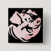 Happy Pig Vierkante Button 5,1 Cm (Voorkant)