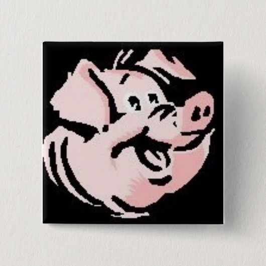 Happy Pig Vierkante Button 5,1 Cm (Voorkant)