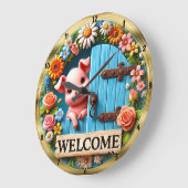 Happy Pig Welkom Bloemen Grote Klok (Hoek)