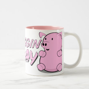 Happy Piggin Birthday Tweekleurige Koffiemok