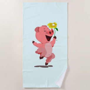 Happy Piggy met Daysy Beach Towel - Uw kleuren Strandlaken