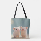 Happy Piggy Pair Canvas tas (Achterkant)