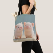Happy Piggy Pair Canvas tas (Dichtbij)